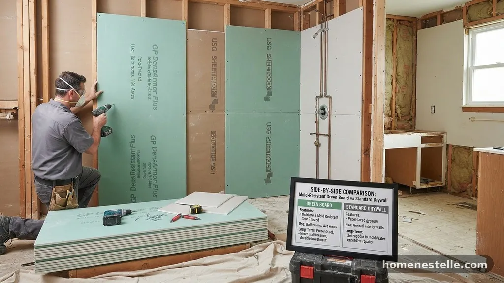Comparing Costs and Long-Term Value - Replacing Bathroom Mold-Resistant Green Board vs Standard Drywall Panels