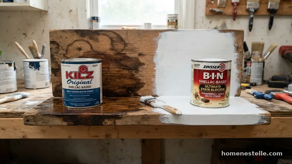 Performance on Severe Water Stains - Kilz vs Zinsser B-I-N: Best Shellac-Based Primer for Sealing Water Stains