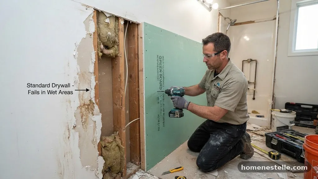 Understanding Material Differences in Bathroom Panels - Replacing Bathroom Mold-Resistant Green Board vs Standard Drywall Panels